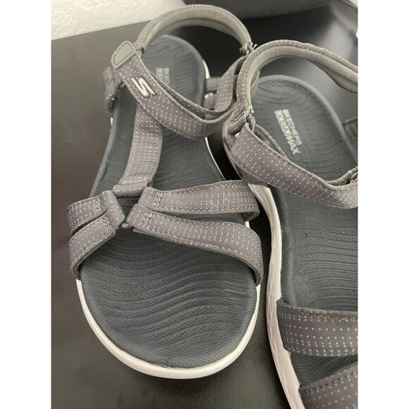 Skechers Women’s Goga Mat Sandals Gray/White Size 8 – Walking Comfort - Picture 4 of 5